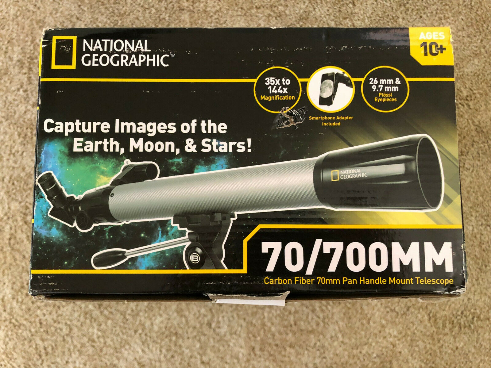 National Geographic Carbon Fiber 70/700mm Pan Handle Mount Telescope New In Box