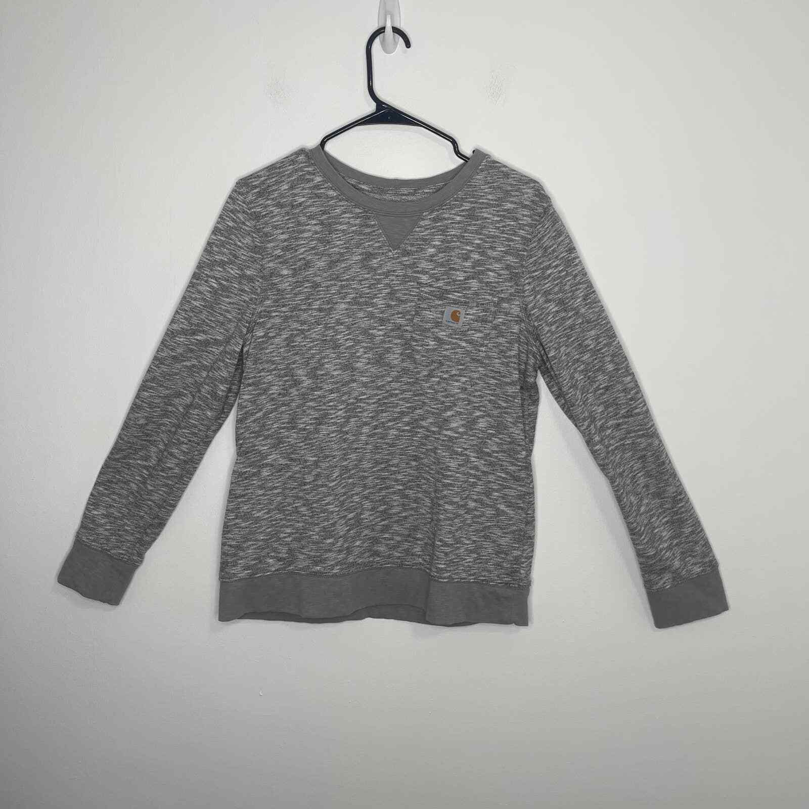 Carhartt Girls Size Large Gray Sweatshirt Sweater Pullover Shirt Fits Xs Woman