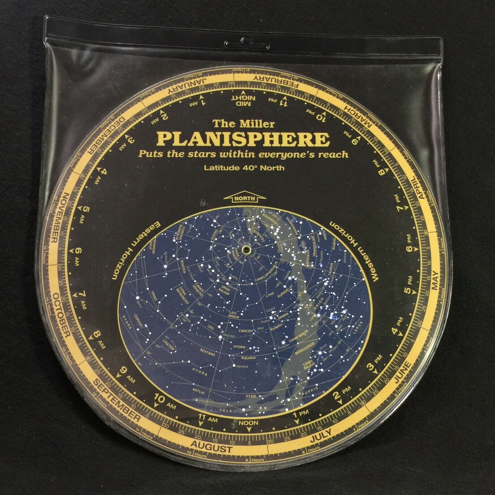 The Miller Planisphere For Latitude 40 Degrees North W/ Protective Cover